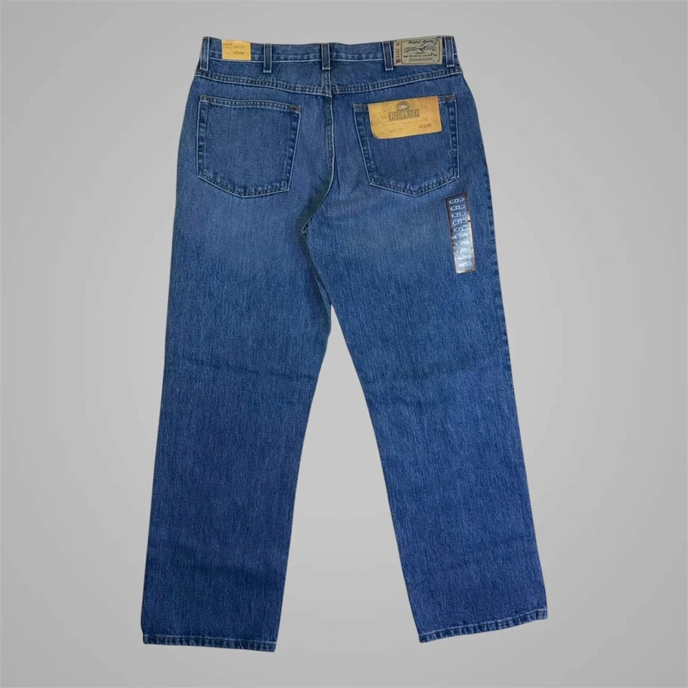 RedHead Mens Easy Fit Straight Leg Denim Jeans Blue 36x30 9050-AS Work Utility